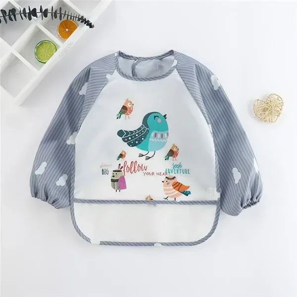 Little Mess Hero – Waterproof Long Sleeve Baby Bib for 1–3 Year Toddlers