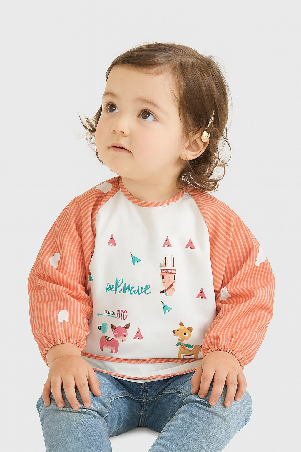 Little Mess Hero – Waterproof Long Sleeve Baby Bib for 1–3 Year Toddlers