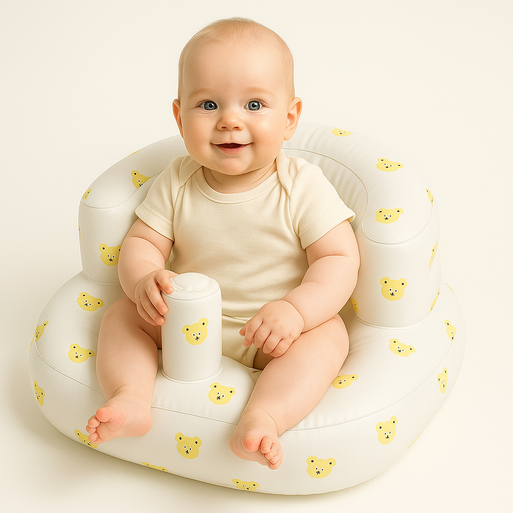 Baby DanDona "Inflatable Baby Seat with Built-in Air Pump – Comfortable Sofa for Babies 3-36 Months | Perfect for Sitting, Feeding & Travel"