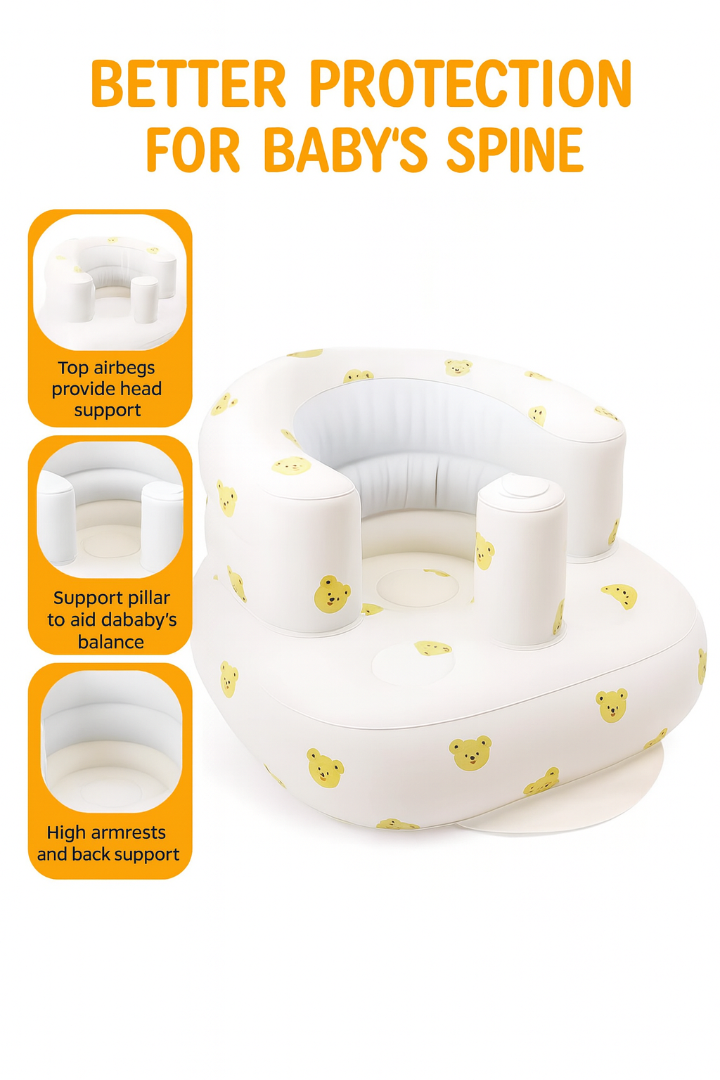 Baby DanDona "Inflatable Baby Seat with Built-in Air Pump – Comfortable Sofa for Babies 3-36 Months | Perfect for Sitting, Feeding & Travel"
