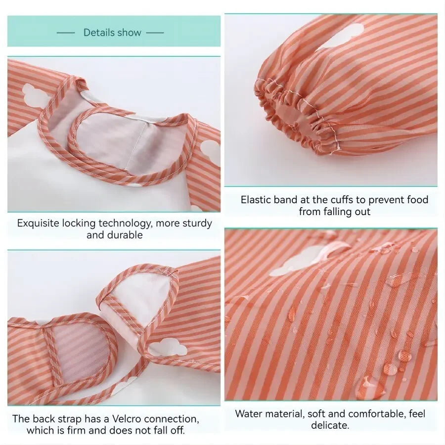 Little Mess Hero – Waterproof Long Sleeve Baby Bib for 1–3 Year Toddlers