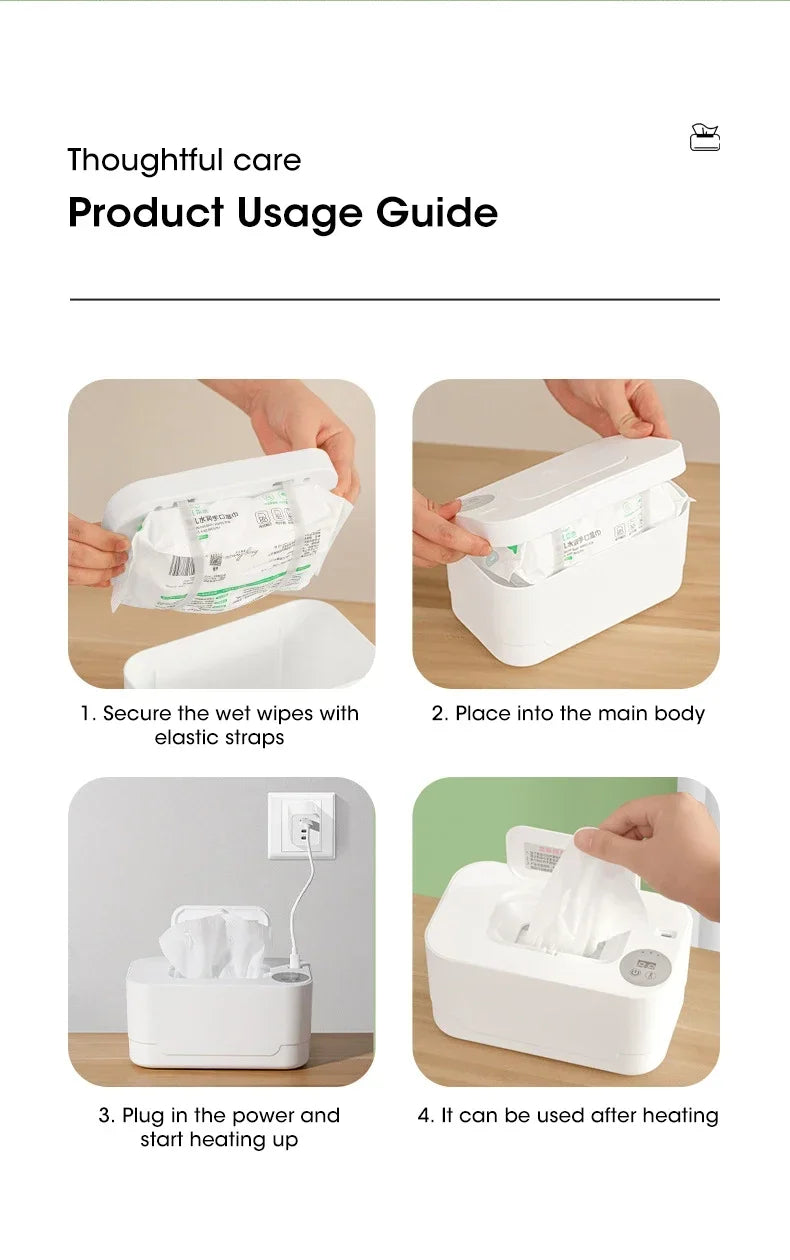 Portable Baby Wipe Warmer with LED & USB