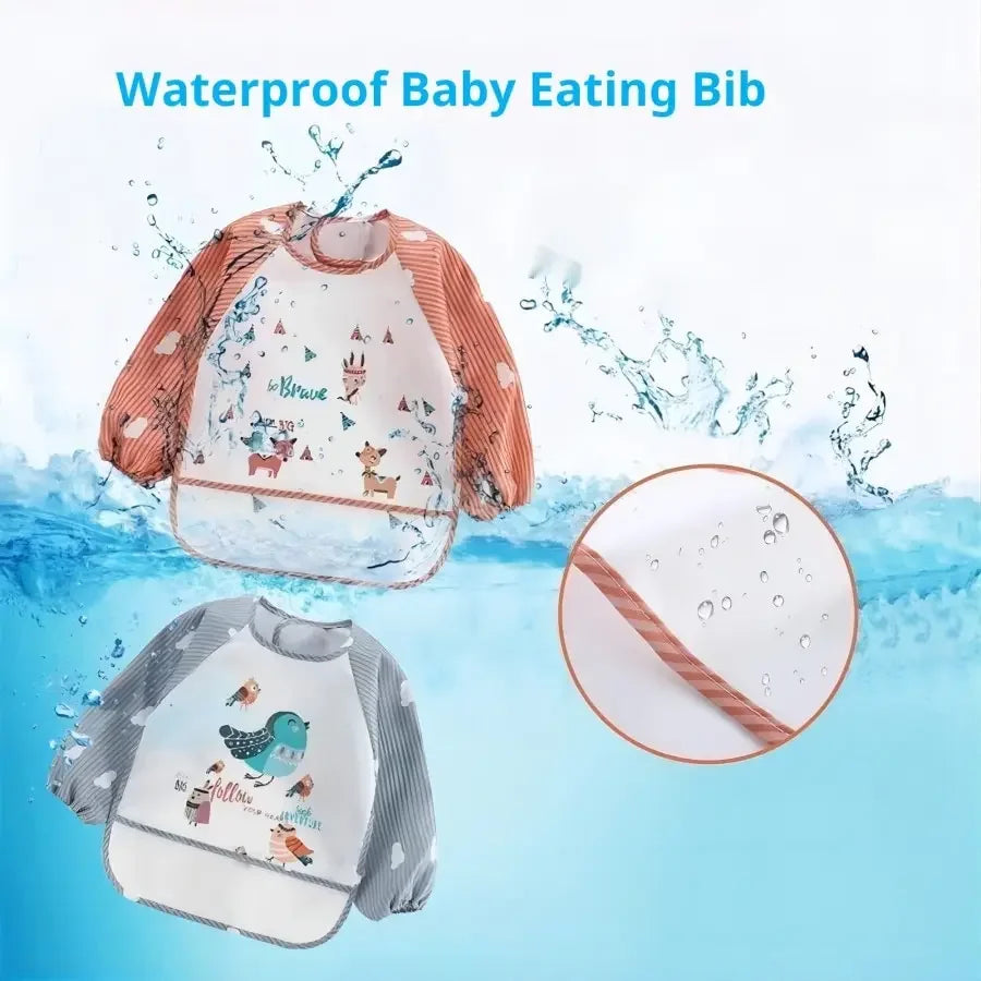 Little Mess Hero – Waterproof Long Sleeve Baby Bib for 1–3 Year Toddlers