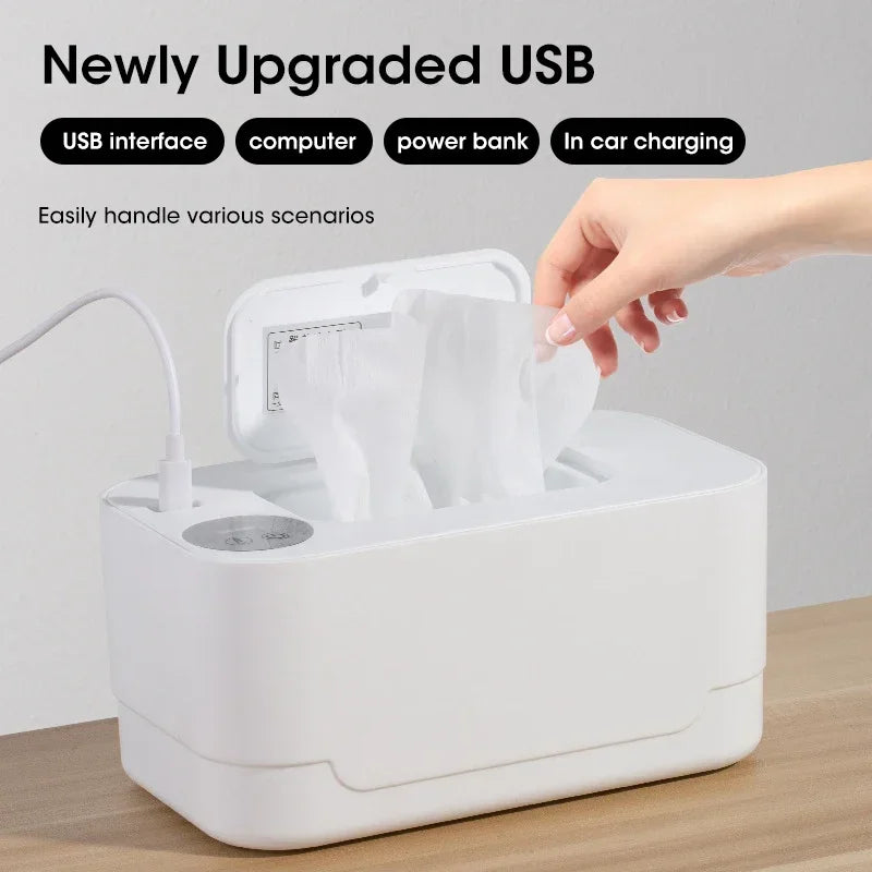 Portable Baby Wipe Warmer with LED & USB