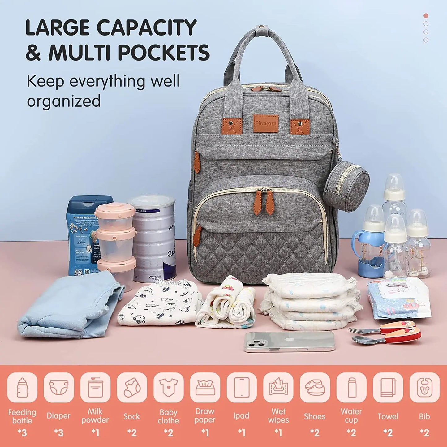 Dream & Go Diaper Backpack with Foldable Baby Bed & USB